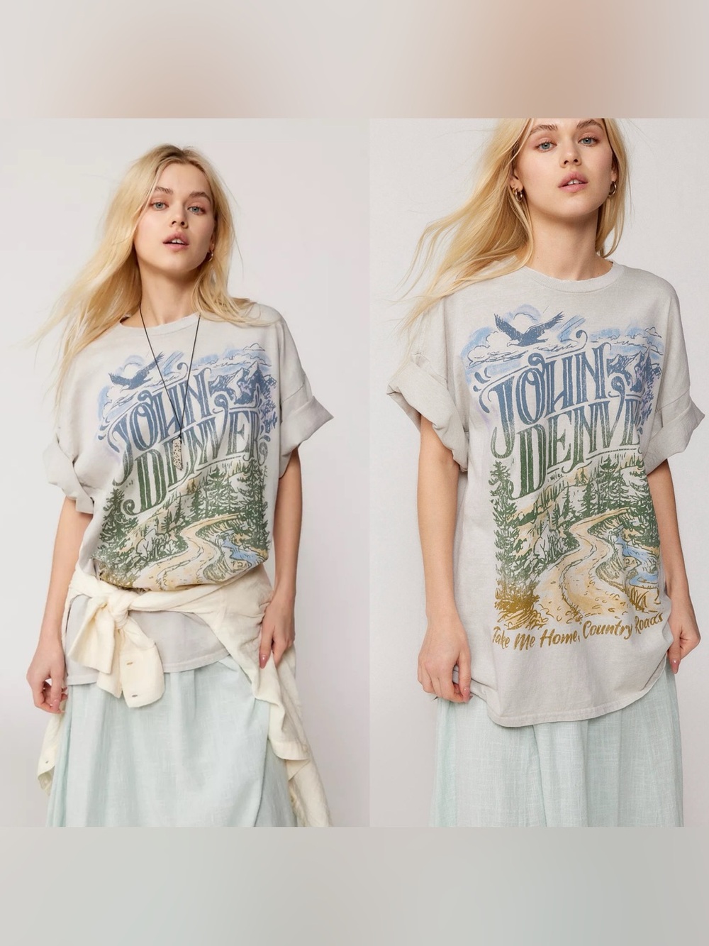 UO John Denver Take Me Home T-Shirt Dress sz L/XL